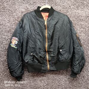 Vintage MA1 Black Flight Jacket‎ Reversible Orange Lining Camel Ciggarettes